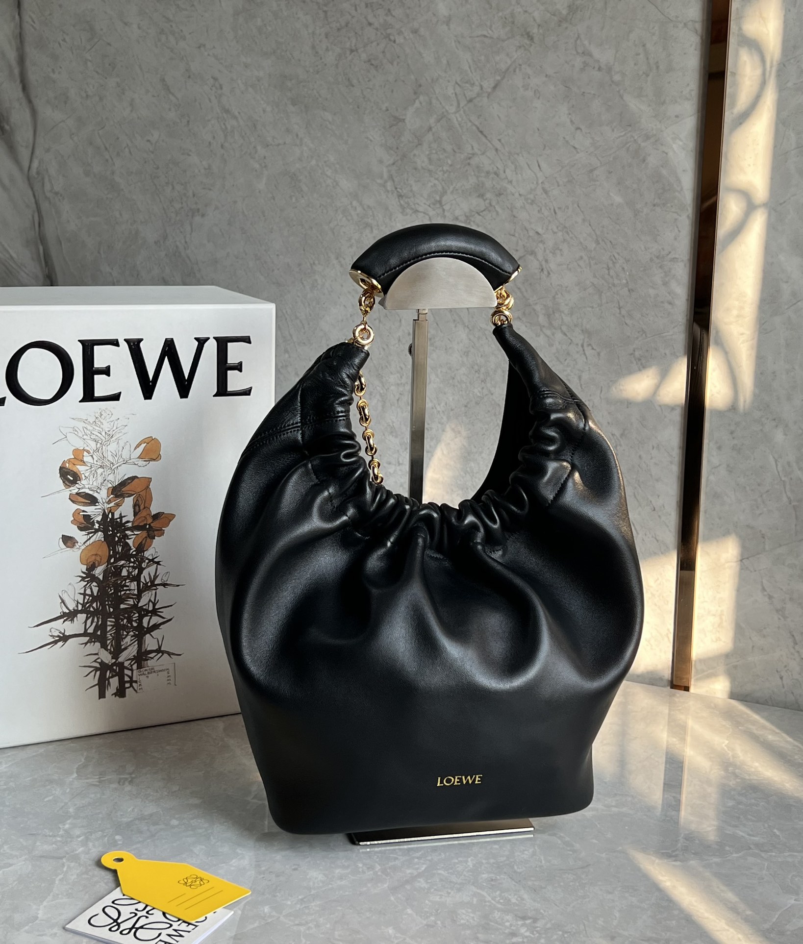 Loewe Medium Squeeze Bag in Mellow Nappa Lambskin Black